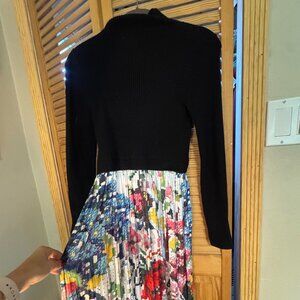 Kirstin Lamb for Anthropologie XS Petite Mixed Media Pleated Maxi Dress